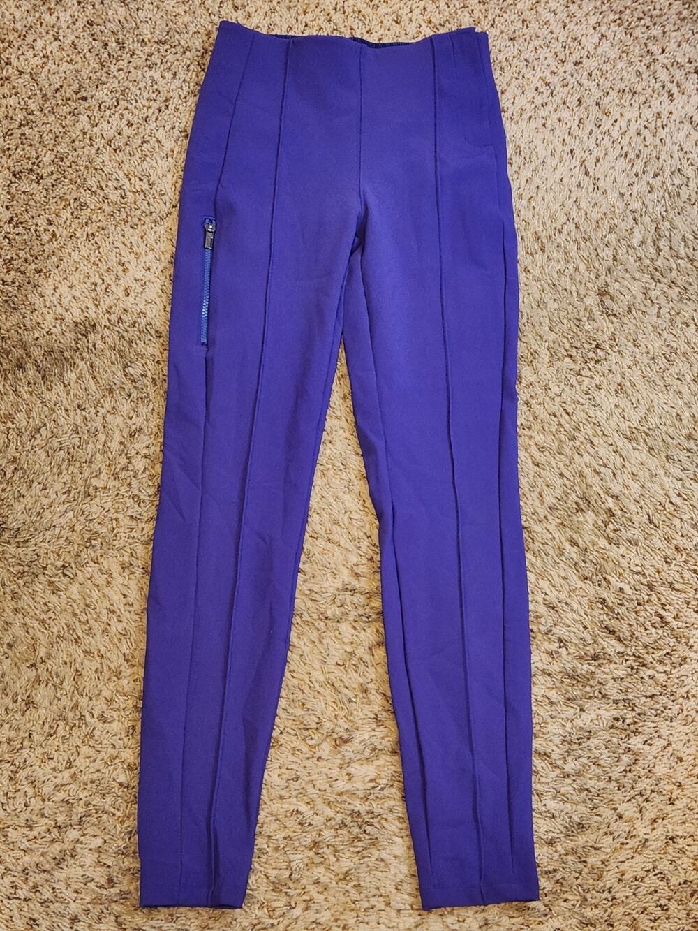 Athleta Vienna Womens 2 Purple Blue Stretch Ankle Pants Casual EUC Elastic Waist
